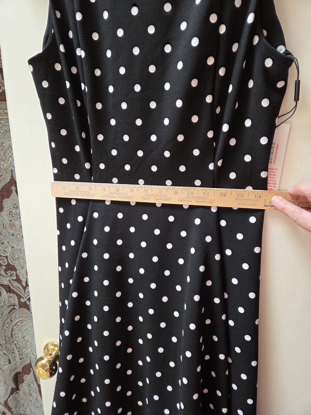 Calvin Klein SZ 10 Black Polka Dot Sleeveless Midi Dress - Picture 5 of 5